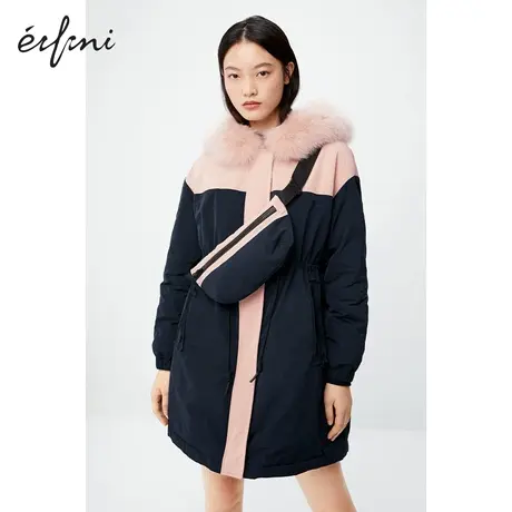 伊芙丽羽绒服女秋冬商场同款新品保暖大毛领连帽外套1BA480581商品大图