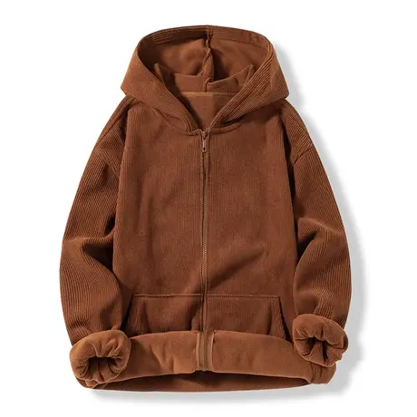 秋冬加绒保暖卫衣男士潮牌百搭连帽加厚保暖拉链开衫外套上衣内搭图片