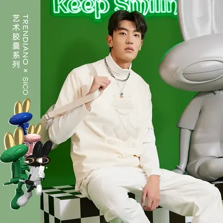 TRENDIANO艺术胶囊系列时尚潮流印花圆领短袖t恤男商品大图