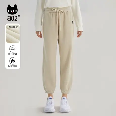a02冬季新款2025垂感休闲舒适加绒束脚针织裤柔软保暖裤子商品大图