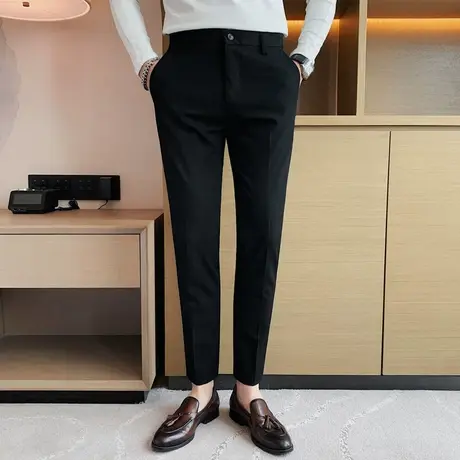 春秋季男士纯色小西裤青年时尚潮牌网红休闲裤商务正装修身小脚裤商品大图