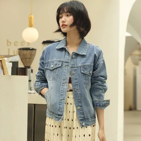 2022新款百搭牛仔外套女装宽松春秋韩版潮学生原宿BF上衣8047图片