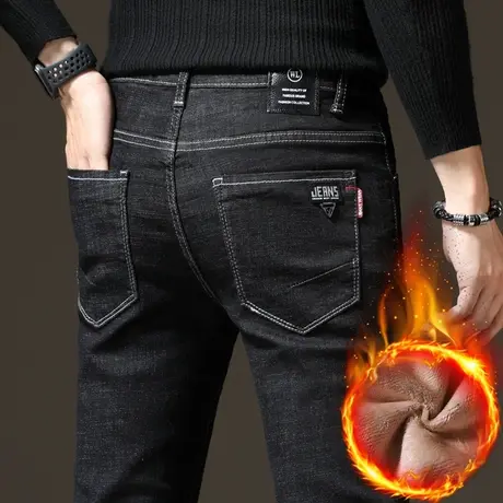 冬季牛仔裤男裤直筒加绒秋冬款男士休闲长裤2023年新款春秋款加厚图片