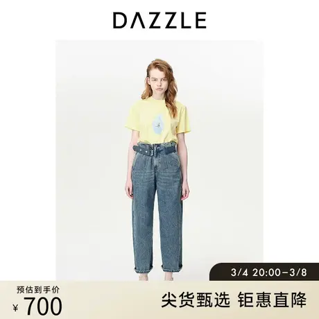 DAZZLE地素奥莱短袖印花T恤春夏装新款宽松休闲小众设计感上衣女图片