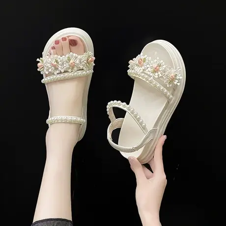 踩屎感凉鞋女2024年新款夏季外穿仙女风配裙子罗马凉拖鞋软底防滑商品大图