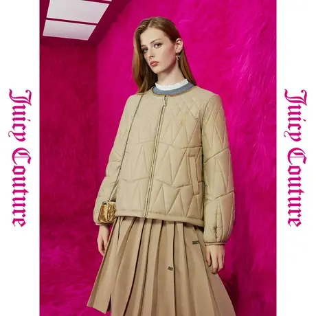 Juicy Couture橘滋初秋冬新款生椰拿铁刺绣绗棉女式外套图片