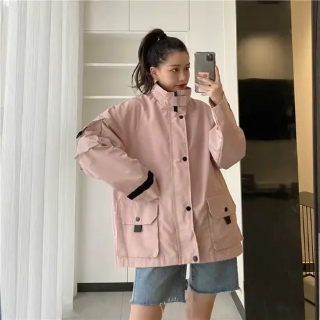 2023新款春秋季宽松韩版百搭休闲上衣女士ins潮复古港味工装外套商品大图