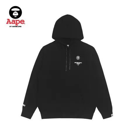 Aape旗舰店男装秋冬猿颜小标字母印花宽松连帽加绒卫衣3801XXH商品大图