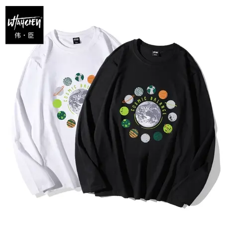 伟臣大码男装加肥加大男长袖t恤春秋胖子秋季青少年印花体恤潮商品大图
