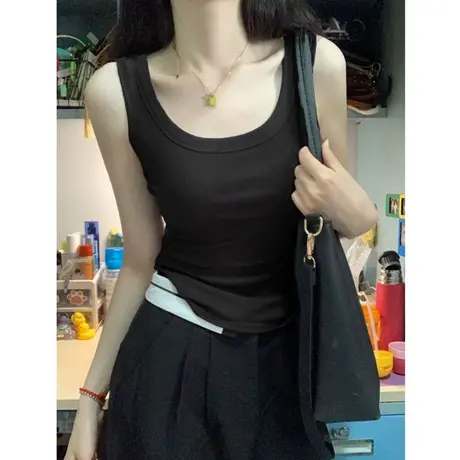 夏季内搭外穿运动背心吊带女2024新款修身韩版螺纹无袖T恤上衣潮图片