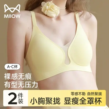 猫人内衣女凉感聚拢小胸夏季薄款透气软支撑冰丝无钢圈上托文胸JL图片