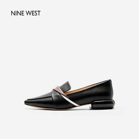 Nine West/玖熙简爱通勤低跟小皮鞋2025夏季季新款粗跟一脚蹬百搭图片