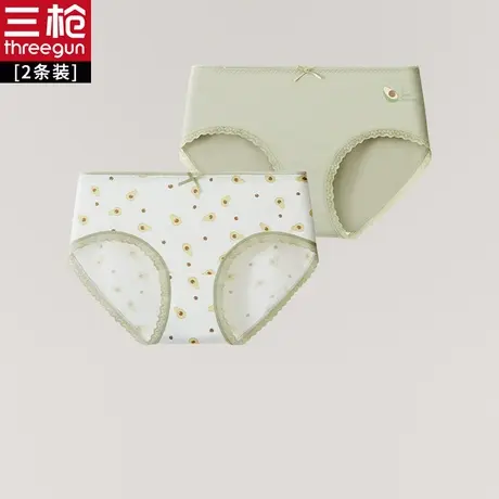 【2条装】三枪内裤女 50支莫代尔印花女三角裤 少女中腰内裤图片