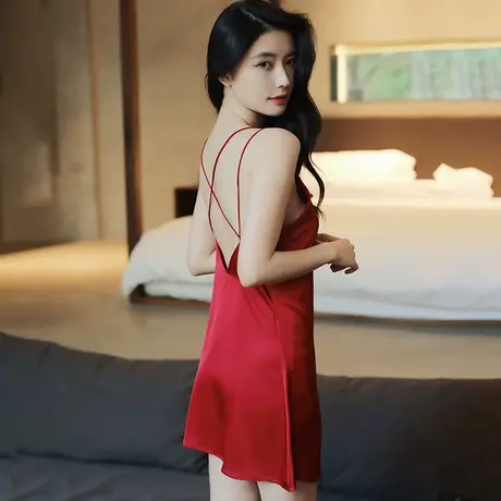 冰丝睡裙女夏季美背性感吊带睡衣2022年新款纯欲风高级感夏天薄款图片
