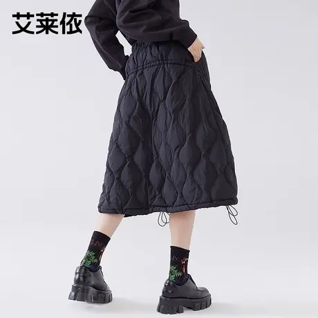 艾莱依商场同款秋冬新款菱格羽绒裙女中长款半身裙设计感抽绳裙子图片