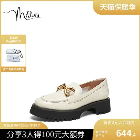 millies妙丽女鞋2023春商场同款牛皮学院风乐福鞋女单鞋SFP23AA3图片