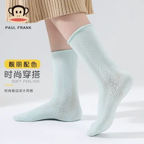 大嘴猴袜子女长袜春秋季纯色百搭防滑防臭吸汗透气女士网纹中筒袜商品大图