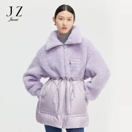 【百亿补贴官方直播】玖姿冬季新款颗粒绒拼接抽绳羽绒服商品大图