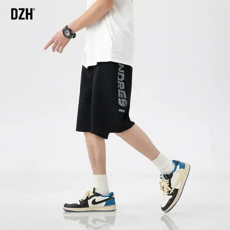 男士黑色运动短裤男2023夏季新款针织户外休闲五分裤子外穿大裤衩商品大图