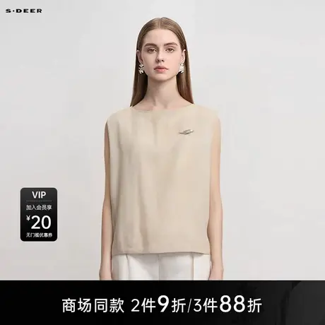 【商场同款】sdeer圣迪奥丁达尔箭头胸针宽松无袖衬衫S25280601图片