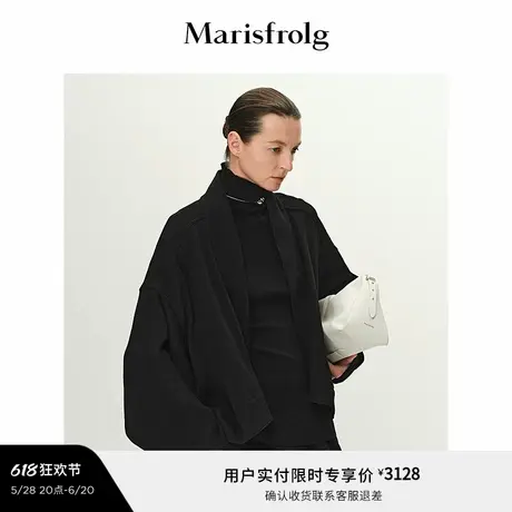 【随型外套】Marisfrolg玛丝菲尔2025春新款弧形领可调节廓形外套图片