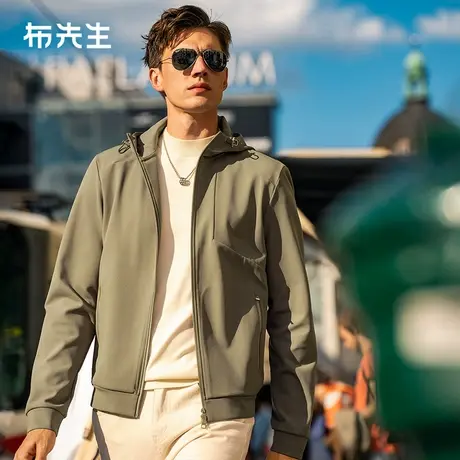 MrBu布先生拉链连帽夹克春季双侧口袋抽绳针织外套男PT15531图片