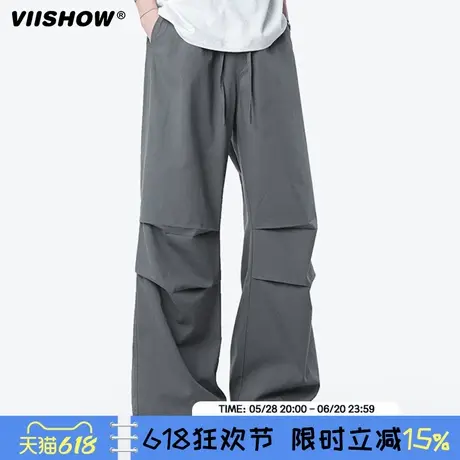 VIISHOW美式降落伞工装裤男夏薄款2025新款休闲速干直筒阔腿长裤商品大图