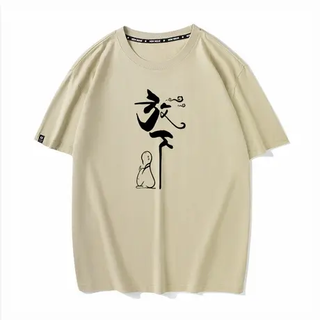 秀洛禅意悟道放下国潮意境打底衫衣服2025夏季新款纯棉短袖T恤男商品大图