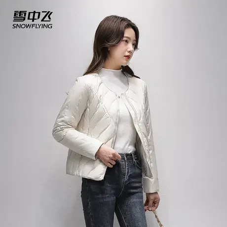 雪中飞2025冬新款女时尚通勤外穿轻薄百搭圆领短款内搭羽绒内恤商品大图