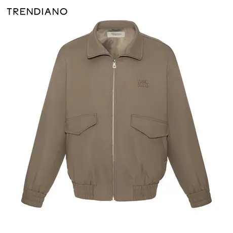 TRENDIANO官方字母贴布斜纹翻领外套2023新款冬季商品大图