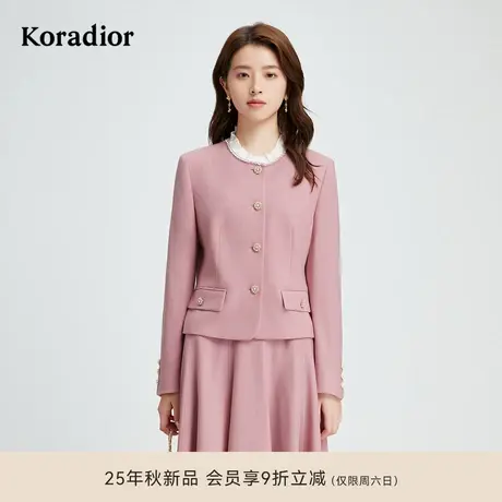 珂莱蒂尔秋季款法式优雅100绵羊毛修身千金风短外套女商品大图