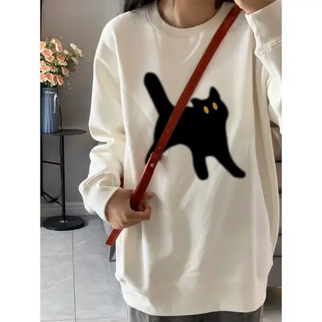 洋气减龄圆领薄款长袖卫衣女初秋韩版宽松百搭学生休闲上衣外套潮商品大图