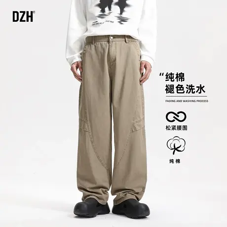 男士卡其色复古水洗休闲裤男款2025新款美式百搭裤子潮牌宽松长裤商品大图