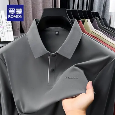 【10A抗菌+高弹免烫】罗蒙商务长袖POLO衫2025秋季新款翻领T恤男商品大图