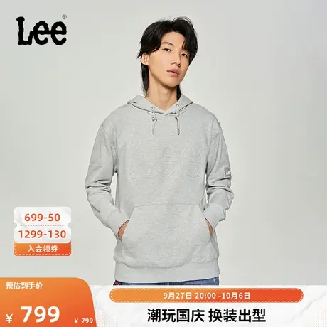 Lee商场同款23秋冬新品舒适版立体压花logo男连帽卫衣LMT006273CS图片