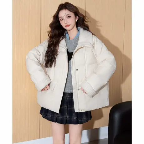 唐狮冬季女短款羽绒服时尚拼接翻领设计感保暖外套百搭流行TM商品大图