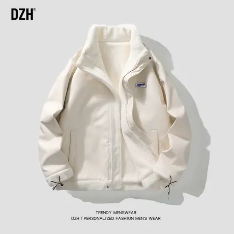 男士机车pu皮棉服羊羔毛外套男冬季加厚2023新款美式立领棉衣男款商品大图