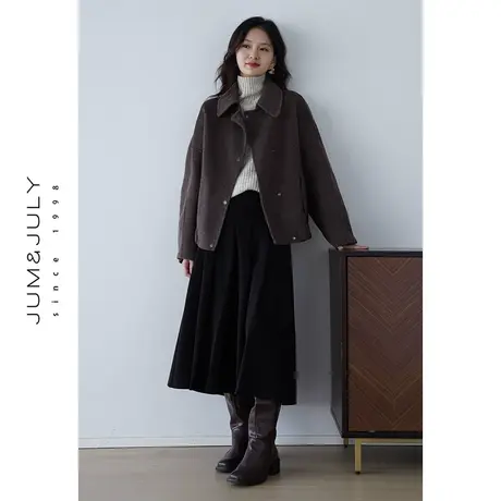 嘉茱莉2023秋冬新款毛呢大衣女短款小个子小众高级感双面呢子外套图片