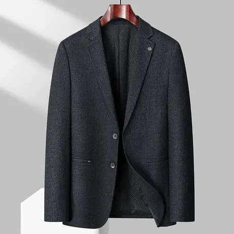 男士高端条纹西装外套春秋季新款中年商务修身休闲单件西服上衣男商品大图