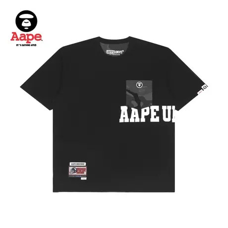 Aape旗舰店男装春夏猿颜章酷帅拼接迷彩双面穿短袖T恤0870XXI商品大图