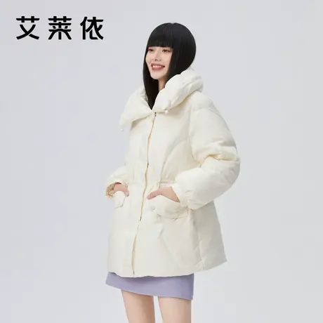 艾莱依2022年新款肌理感羽绒服女鸭绒短款设计感翻领冬季爆款外套图片