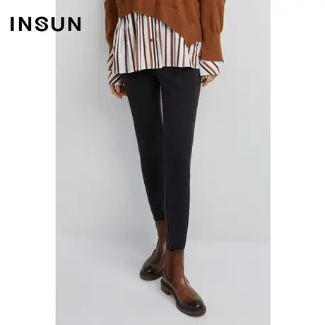 恩裳商场同款秋舒适棉质经典黑色百搭高弹紧身水洗牛仔裤商品大图