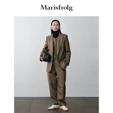 【商场同款】玛丝菲尔冬季新款软木棕色职业西装休闲裤女商品大图