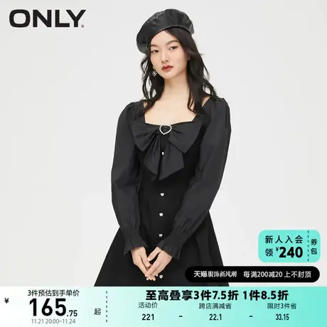 ONLY奥莱春季新款方领泡泡袖A字牛仔连衣裙女图片