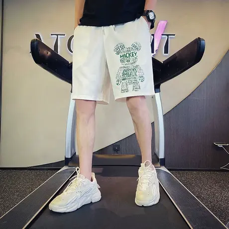 夏季男士短裤五分裤裤子沙滩裤宽松休闲潮流运动卫裤字母小熊中裤商品大图