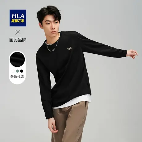 HLA/海澜之家SPRINTING SMILE长袖T恤23秋冬圆领胸前刺绣套头衫商品大图