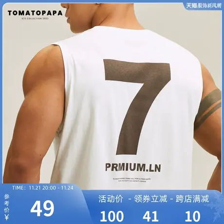 TOMATOPAPA基础背心男潮流数字印花23夏新款运动百搭男子无袖上衣商品大图