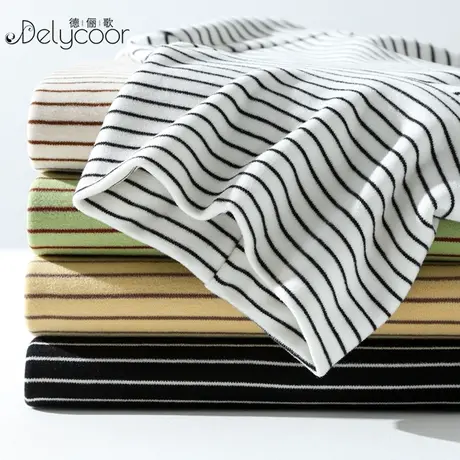 双面磨毛打底衫女秋冬加绒加厚德绒保暖内衣高领内搭条纹T恤上衣图片