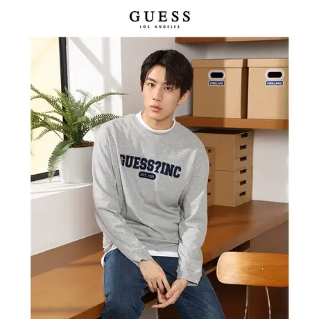 【38上新季】GUESS男士极简字母印花圆领长袖T恤MM3K1490K商品大图