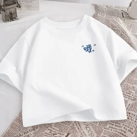 夏季白色短款上衣女2023夏季新款百搭宽松半袖小众设计感短袖t恤图片